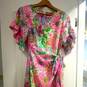 Pink and green Lily Pulitzer wrap dress. Worn once.